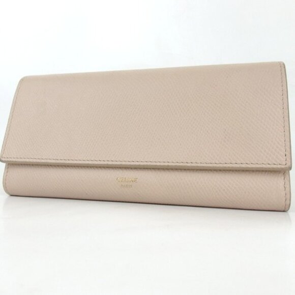 Authentic CELINE U-PB-0179 Large flap wallet purse leather [Used] - Picture 1 of 15